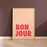 Bonjour Typography Print