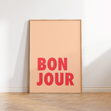 Bonjour Typography Print